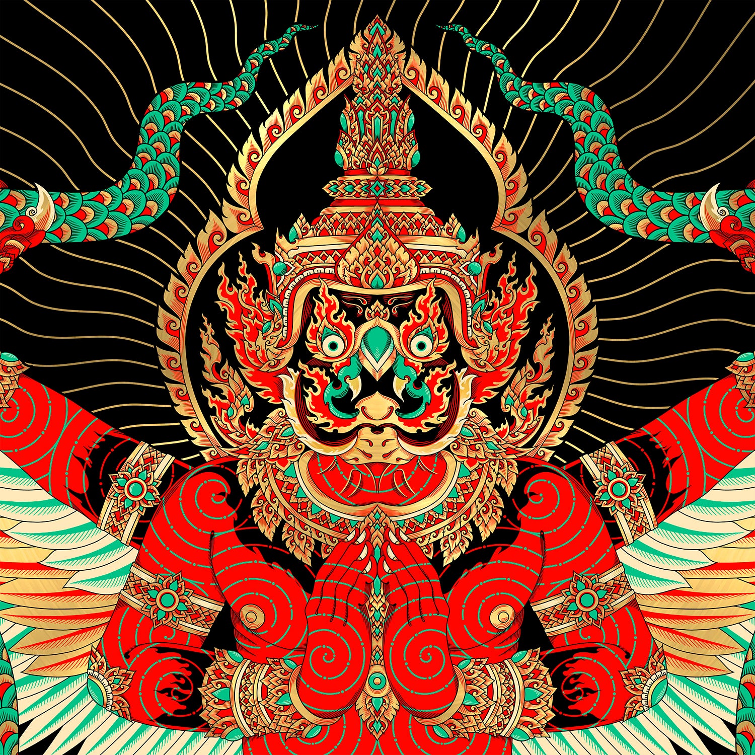 'Garuda' Gold Foil - Neon Screen-print
