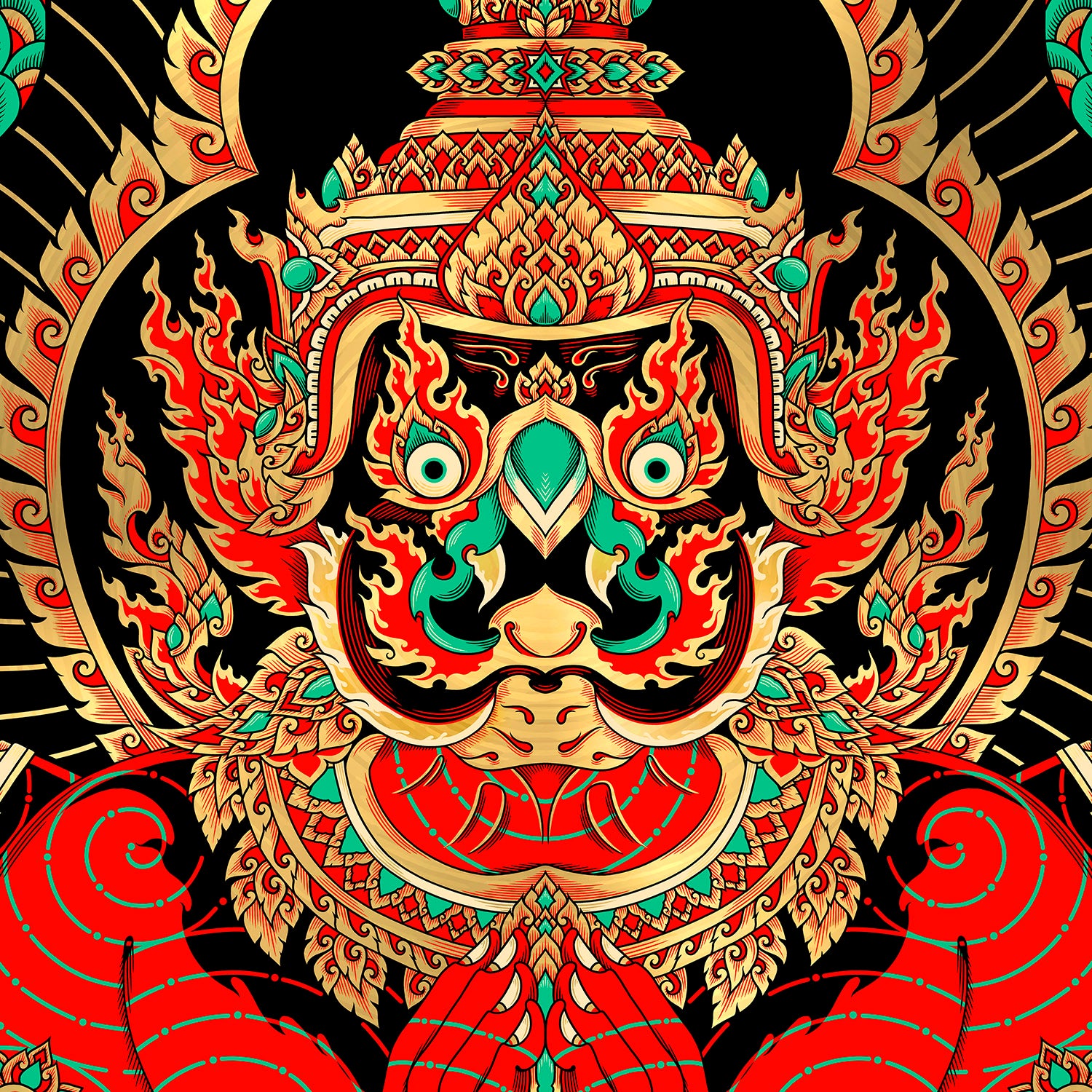 'Garuda' Gold Foil - Neon Screen-print