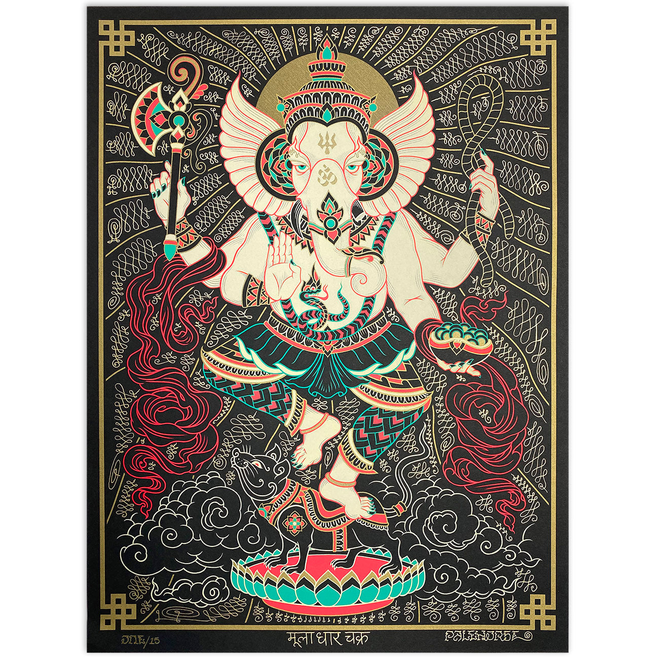 'Ganesha' Hand Embellished Screen-print - 3 Variants