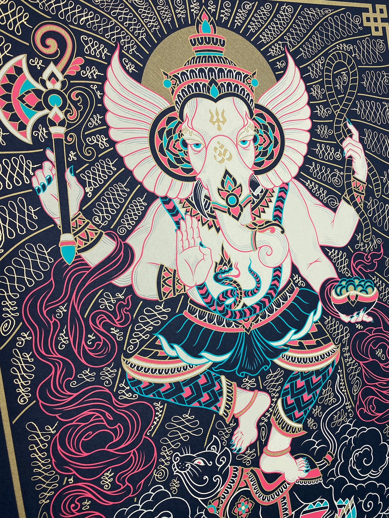 'Ganesha' Hand Embellished Screen-print - 3 Variants