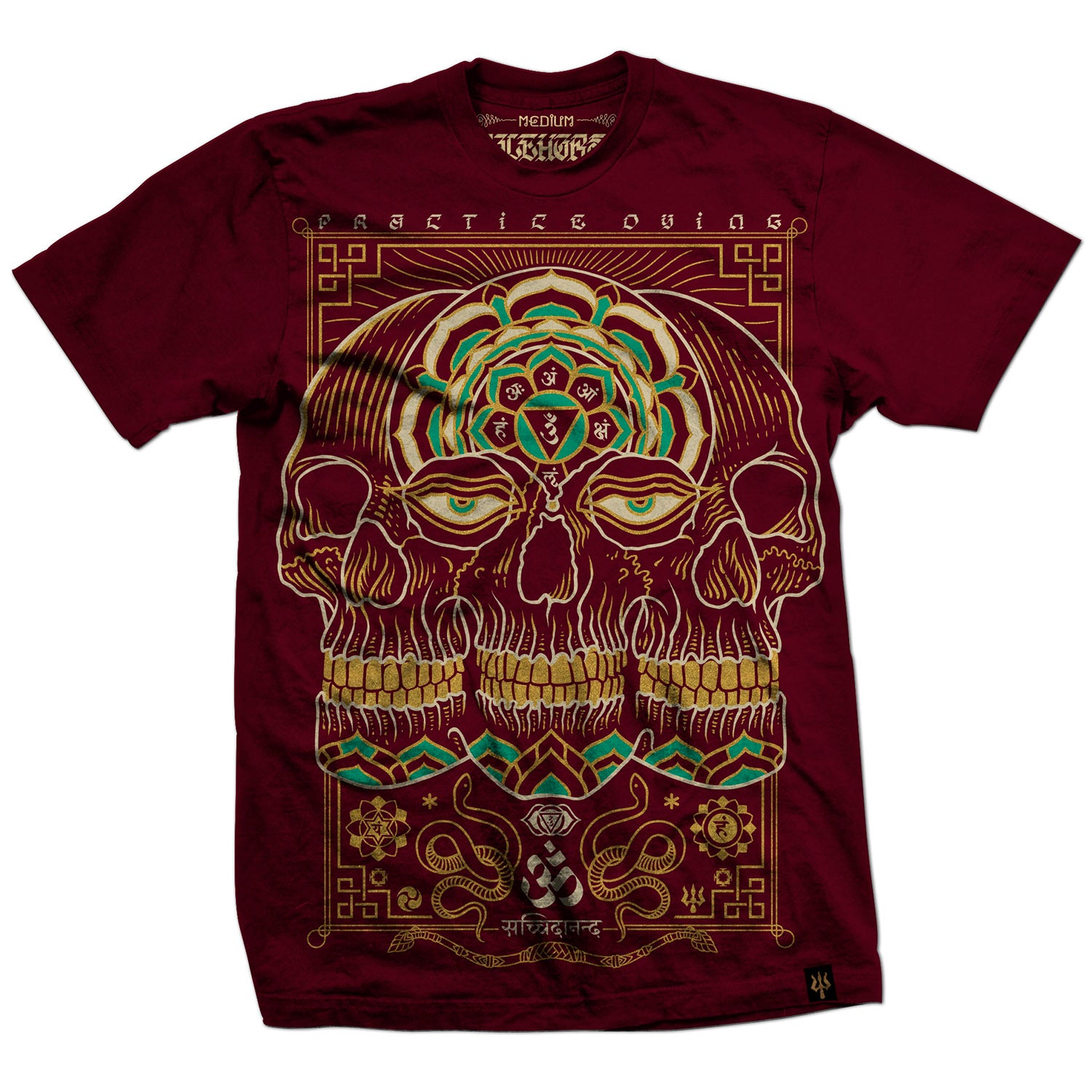 T-shirt: 'Practice Dying Skulls' Maroon