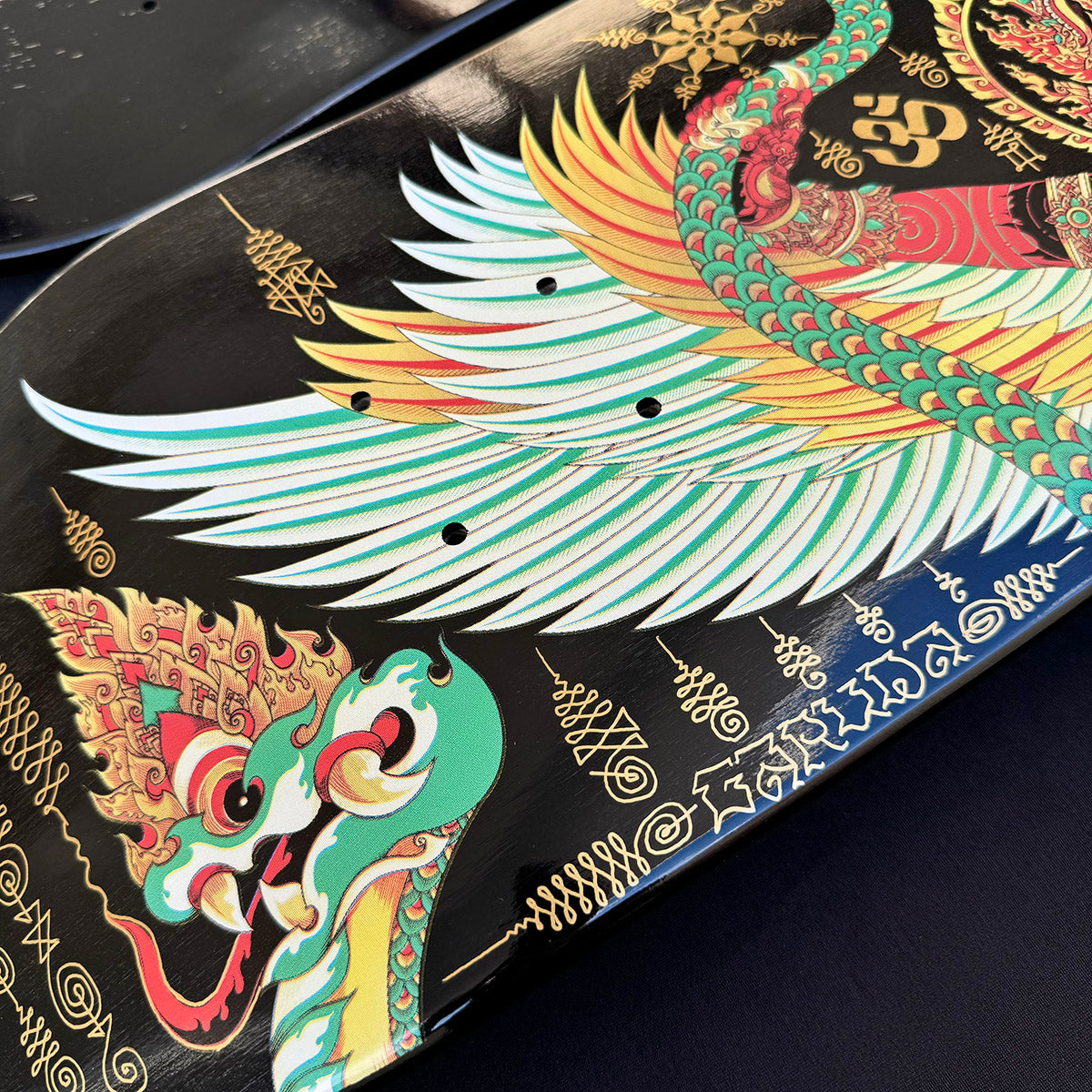 Hand Embellished Skate Deck: Garuda II