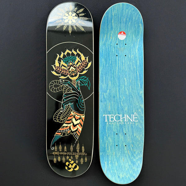 Hand Embellished Skate Deck: Golden Lotus