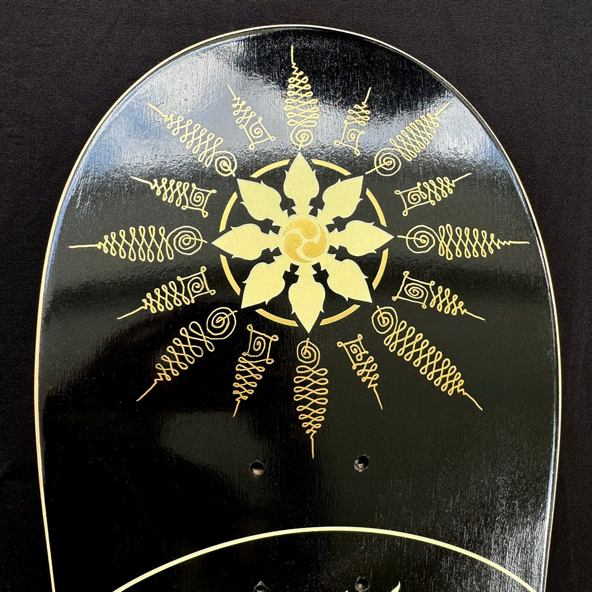 Hand Embellished Skate Deck: Golden Lotus