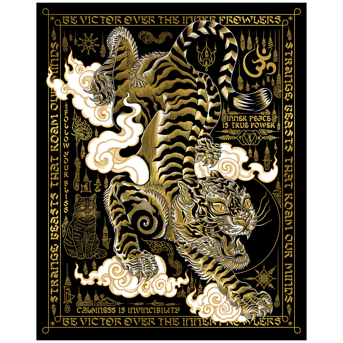 Strange Beasts: Gold Foil Print 16x20in
