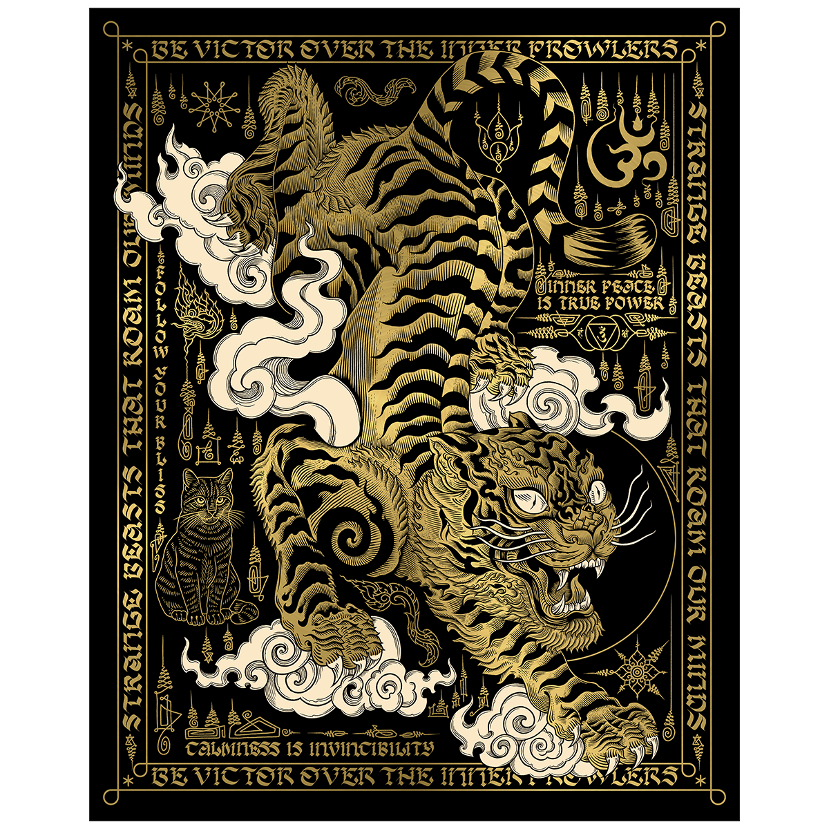 Strange Beasts: Gold Foil Print 16x20in