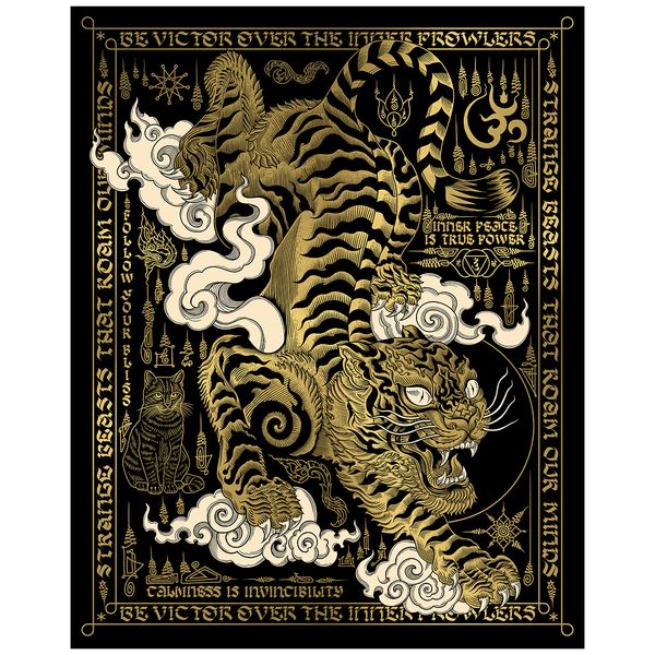 Strange Beasts: Gold Foil Print 16x20in