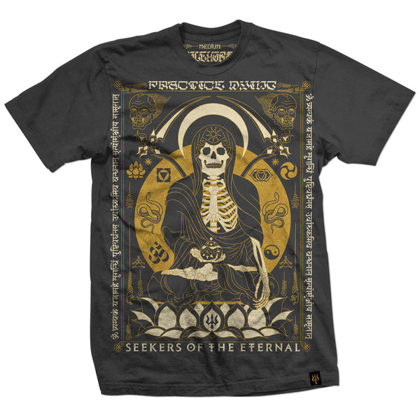T-shirt: 'Practice Dying Reaper' Heavy Metal Gray