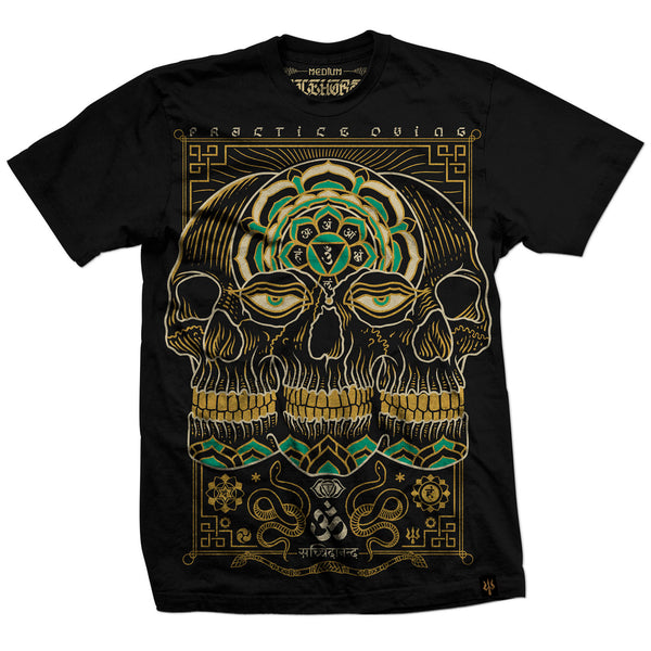 T-shirt: 'Practice Dying Skulls' Black